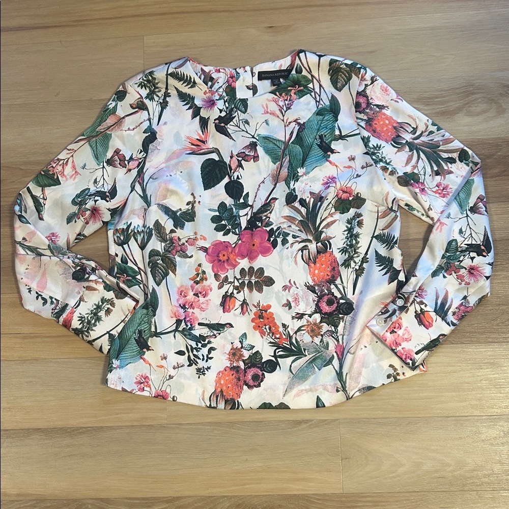 Pink Floral Banana Republic Long Sleeve